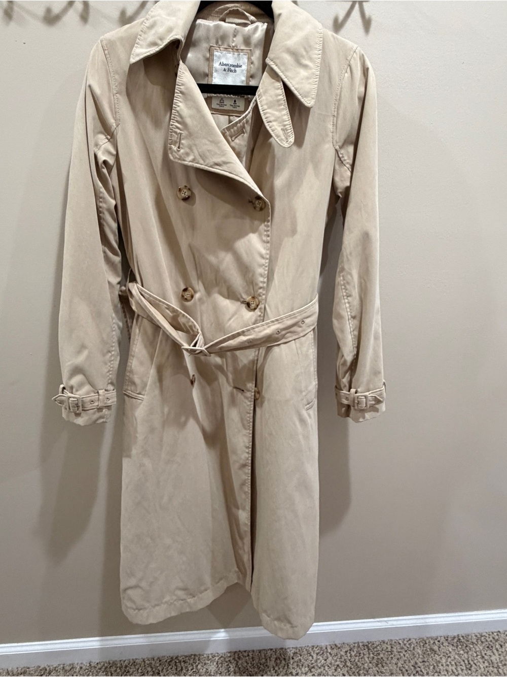 Classic Beige Trench Coat - Women's Belted Double-Breasted Jacket